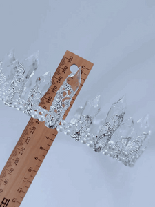 Regal Crystal Tiara with Pearls - Elegant Ice Queen Crown