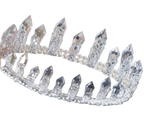 Regal Crystal Tiara with Pearls - Elegant Ice Queen Crown