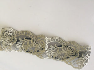 Bohemian Retro Embroidered Lace Elastic Hair Wrap Headband for Women LIGHT GOLD ROSE