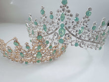 Mint Green Crystal Tiara - Elegant Tiara for Weddings & Events