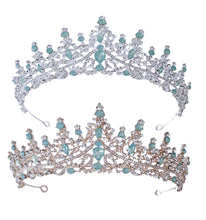 Mint Green Crystal Tiara - Elegant Tiara for Weddings & Events