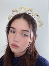 Gold Pearl Halo Headband – Elegant Bridal & Festival Crown with Rhinestone Details