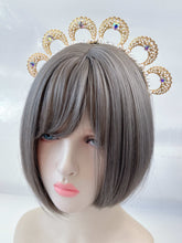 Gold Pearl Halo Headband – Elegant Bridal & Festival Crown with Rhinestone Details