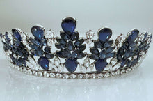 Navy Blue Crystal Tiara - Elegant Tiara for Weddings & Events