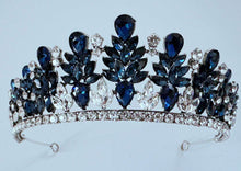 Navy Blue Crystal Tiara - Elegant Tiara for Weddings & Events