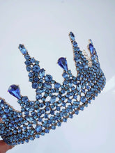 Sapphire Blue Rhinestone Crown – Luxury Bridal Tiara for Weddings
