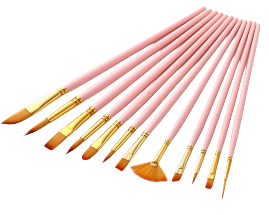 Pink Art Paint Brush Set