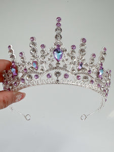 Purple and Silver Crystal Tiara - Elegant Tiara for Weddings & Events