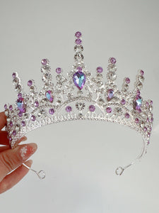 Purple and Silver Crystal Tiara - Elegant Tiara for Weddings & Events