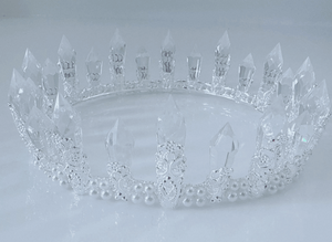 Regal Crystal Tiara with Pearls - Elegant Ice Queen Crown