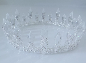 Regal Crystal Tiara with Pearls - Elegant Ice Queen Crown