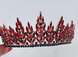 Red Crystal Tiara – Sparkling Black and Red Queen Headband for Women