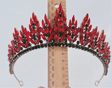 Red Crystal Tiara – Sparkling Black and Red Queen Headband for Women