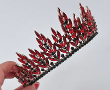 Red Crystal Tiara – Sparkling Black and Red Queen Headband for Women