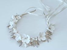 White Floral Bridal Headband – Handmade Wedding Hairpiece