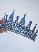 Sapphire Blue Rhinestone Crown – Luxury Bridal Tiara for Weddings