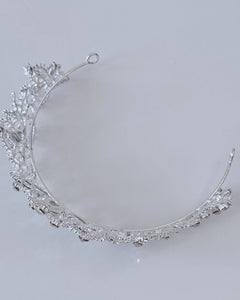 Snowflake Silver Crystal Bridal Tiara – Clear Rhinestone Headband for Weddings & Proms