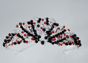 Women Gothic Black and Red Crystal Tiara - Elegant Tiara for Weddings & Events