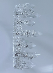Regal Crystal Tiara with Pearls - Elegant Ice Queen Crown