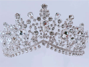 Elegant Silver Bridal Tiara Crown White Crystal Rhinestone Wedding & Prom Accessory - Elegant Tiara for Weddings & Events