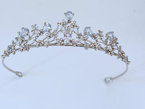 Silver Floral Crystal Tiara – Elegant Wedding & Bridal Crown