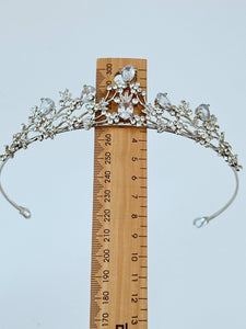 Silver Floral Crystal Tiara – Elegant Wedding & Bridal Crown