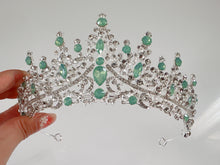 Mint Green Crystal Tiara – Elegant Bridal and Prom Crown for Women