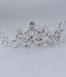 Snowflake Silver Crystal Bridal Tiara – Clear Rhinestone Headband for Weddings & Proms