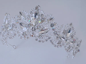 Snowflake Silver Crystal Bridal Tiara – Clear Rhinestone Headband for Weddings & Proms