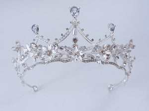 Handmade Crystal Floral Bridal Tiara Elegant Wedding Crown