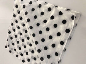 Retro 70' 80' Cotton Polka Dots Bandana Hair Headband Wrap Scarf White with Black Dots