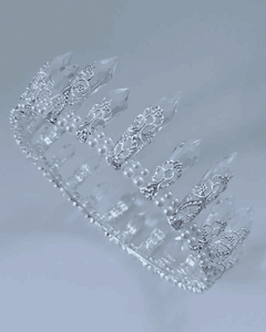 Regal Crystal Tiara with Pearls - Elegant Ice Queen Crown