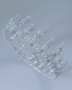 Regal Crystal Tiara with Pearls - Elegant Ice Queen Crown