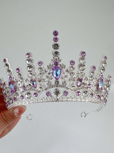 Purple and Silver Crystal Tiara - Elegant Tiara for Weddings & Events
