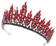 Red Crystal Tiara – Sparkling Black and Red Queen Headband for Women