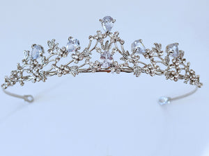 Silver Floral Crystal Tiara – Elegant Wedding & Bridal Crown