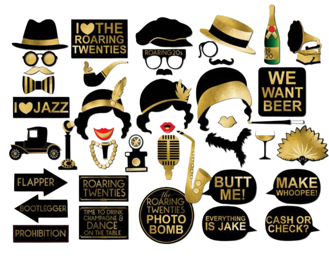 1920s Gatsby Retro Flapper Party Photo Booth Props