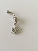 316L Surgical Stainless Steel Crystal Maple Leaf Belly Navel Bar Body Piercing