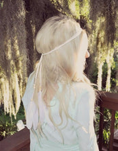 Women BOHO Syn suede Bride White Feather Beige Braided Hair band Headband Wrap