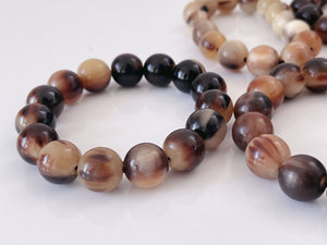 Men Women Natural Water Buffalo Cow Cattle Horn Beads Healthy Black Bracelet