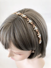 Women Little Flower Floral Gemstone Crystal Gold Hair Head Band Hoop Headband