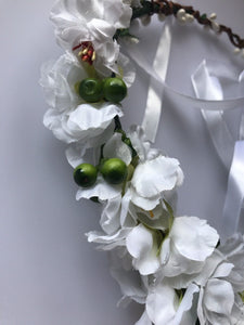 Women wedding White Flower bride Party Hair Headband Crown Prop Garland Wreath