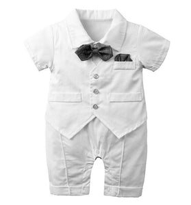 Boy Kid Baby Christening Wedding Party White Romper Bodysuit Outfits Suits