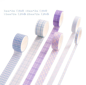 AU 6 Roll Check Grid Sticky Washi Tape Papers Scrapbooking Journal Note Stickers