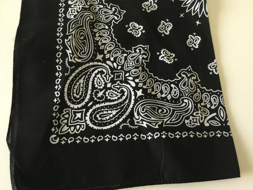Girl Kids Children Retro Hip hop Cotton Paisley Bandana Hair Headband Wrap scarf BLACK