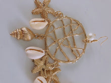 Women lady Retro boho Gold Color Star Shell Dream Catcher Look Dangle Earrings