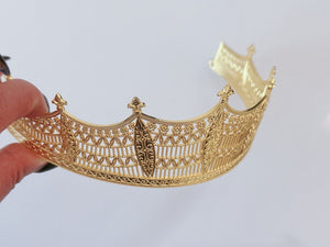 Queen Greek Royal Costume Celtic Party Hair Cross Metallic Gold Tiara Crown