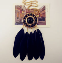 Women Lady Girl Black Feather Dream catcher Retro BOHO long chain necklace Gift