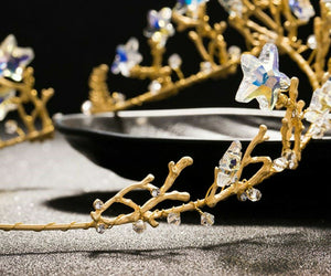 Women Girl Gold Wedding Party Hair Star Crystal Headband Crown Tiara Hairpiece