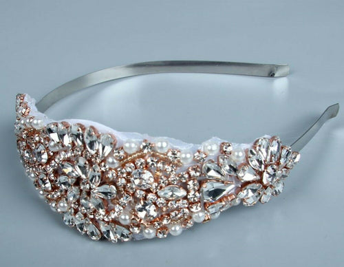 Women Girls Wedding Crystal Pearl Hair Band Head band Hoop Tiara Crown headpiece